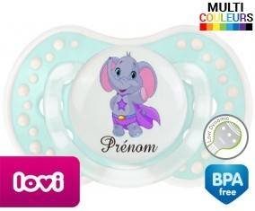 Elephant super héros + prénom: Sucette LOVI Dynamic-su7.fr