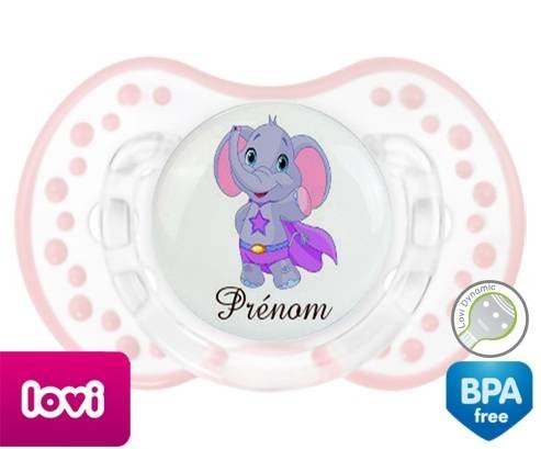 Elephant super héros + prénom: Sucette LOVI Dynamic-su7.fr