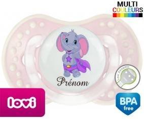 Elephant super héros + prénom: Sucette LOVI Dynamic-su7.fr