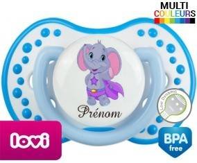 Elephant super héros + prénom: Sucette LOVI Dynamic-su7.fr