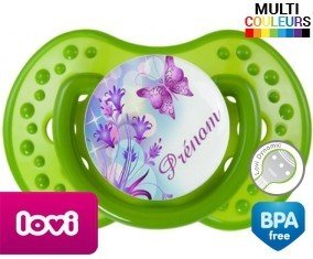 Tetine Design papillon + prénom embout LOVI Dynamic personnalisée