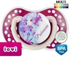 Design papillon + prénom: Sucette LOVI Dynamic-su7.fr
