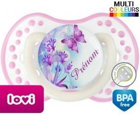 Design papillon + prénom: Sucette LOVI Dynamic-su7.fr