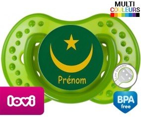 Tetine Drapeau mauritanie + prénom embout LOVI Dynamic personnalisée