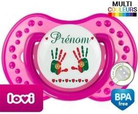 Drapeau portugal et main de bébé + prénom: Sucette LOVI Dynamic-su7.fr