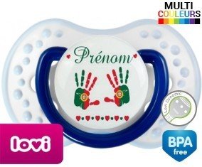 Drapeau portugal et main de bébé + prénom: Sucette LOVI Dynamic-su7.fr