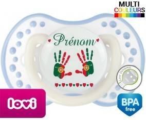 Drapeau portugal et main de bébé + prénom: Sucette LOVI Dynamic-su7.fr