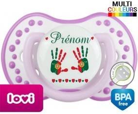 Drapeau portugal et main de bébé + prénom: Sucette LOVI Dynamic-su7.fr