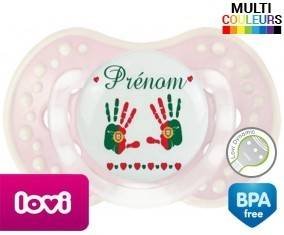 Drapeau portugal et main de bébé + prénom: Sucette LOVI Dynamic-su7.fr