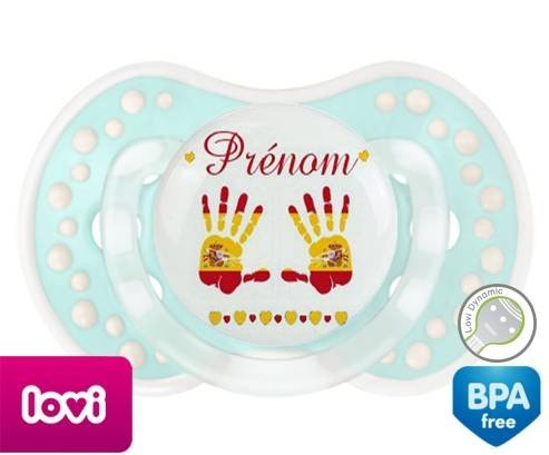 Main de bébé espagne + prénom: Sucette LOVI Dynamic-su7.fr