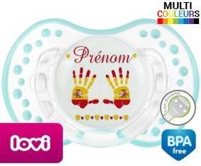 Main de bébé espagne + prénom: Sucette LOVI Dynamic-su7.fr
