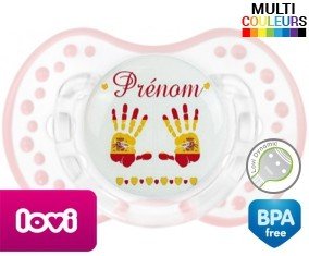 Main de bébé espagne + prénom: Sucette LOVI Dynamic-su7.fr