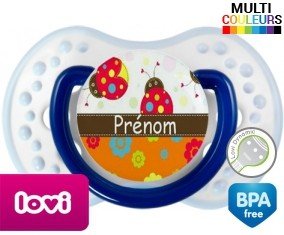 Coccinelles et fleurs + prénom: Sucette LOVI Dynamic-su7.fr