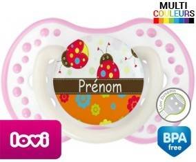 Coccinelles et fleurs + prénom: Sucette LOVI Dynamic-su7.fr