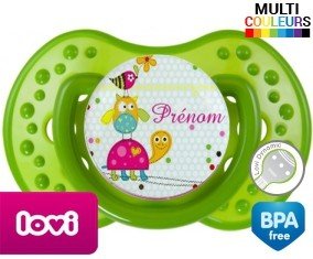 Tortue oiseaux + prénom : Sucette LOVI Dynamic personnalisée