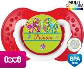 Papillons multicolores + prénom: Sucette LOVI Dynamic-su7.fr