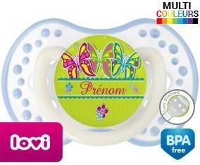 Papillons multicolores + prénom: Sucette LOVI Dynamic-su7.fr