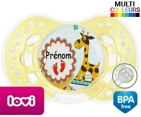 Girafe style3 + prénom: Sucette LOVI Dynamic-su7.fr