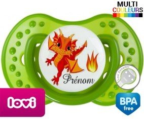 Dragon flamme + prénom: Sucette LOVI Dynamic-su7.fr
