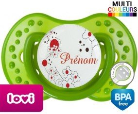 Tetine Fleurs rouge + prénom embout LOVI Dynamic personnalisée