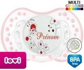 Fleurs rouge + prénom: Sucette LOVI Dynamic-su7.fr