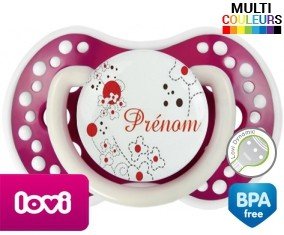 Fleurs rouge + prénom: Sucette LOVI Dynamic-su7.fr