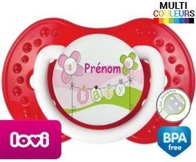 Baby rose fleurs + prénom: Sucette LOVI Dynamic-su7.fr