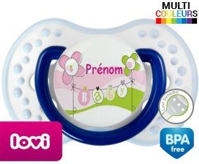 Baby rose fleurs + prénom: Sucette LOVI Dynamic-su7.fr