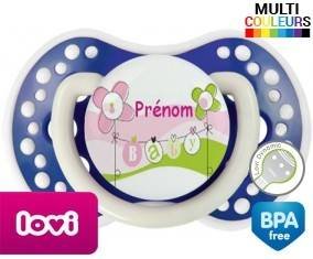 Baby rose fleurs + prénom: Sucette LOVI Dynamic-su7.fr