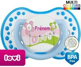 Baby rose fleurs + prénom: Sucette LOVI Dynamic-su7.fr