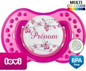 Fleurs rose + prénom: Sucette LOVI Dynamic-su7.fr
