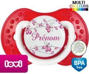Fleurs rose + prénom: Sucette LOVI Dynamic-su7.fr