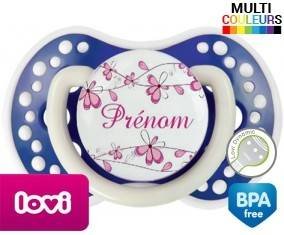 Fleurs rose + prénom: Sucette LOVI Dynamic-su7.fr