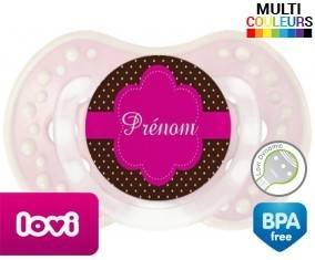 Design marron (fille) + prénom: Sucette LOVI Dynamic-su7.fr