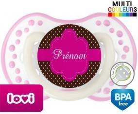Design marron (fille) + prénom: Sucette LOVI Dynamic-su7.fr