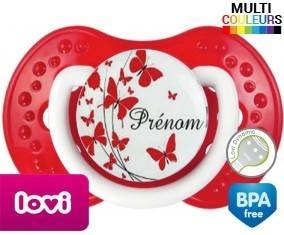 Papillons rouge + prénom: Sucette LOVI Dynamic-su7.fr