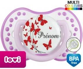 Papillons rouge + prénom: Sucette LOVI Dynamic-su7.fr
