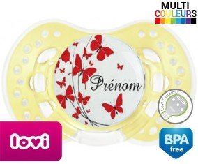 Papillons rouge + prénom: Sucette LOVI Dynamic-su7.fr