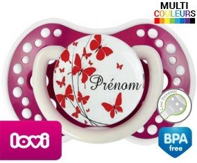 Papillons rouge + prénom: Sucette LOVI Dynamic-su7.fr