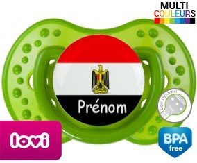 Tetine Drapeau egypte + prénom embout LOVI Dynamic personnalisée