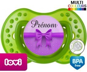 Noeud papillon violet + prénom: Sucette LOVI Dynamic-su7.fr