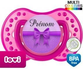 Noeud papillon violet + prénom: Sucette LOVI Dynamic-su7.fr