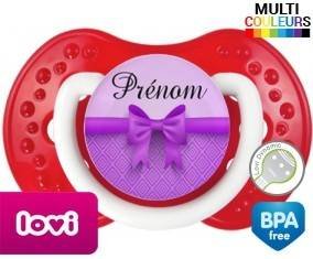 Noeud papillon violet + prénom: Sucette LOVI Dynamic-su7.fr