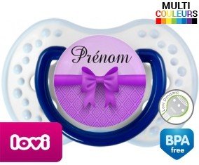Noeud papillon violet + prénom: Sucette LOVI Dynamic-su7.fr