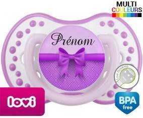 Noeud papillon violet + prénom: Sucette LOVI Dynamic-su7.fr