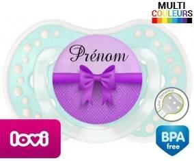 Noeud papillon violet + prénom: Sucette LOVI Dynamic-su7.fr