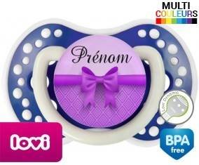 Noeud papillon violet + prénom: Sucette LOVI Dynamic-su7.fr