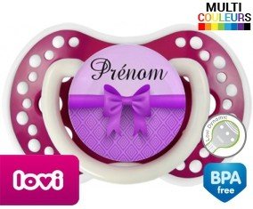 Noeud papillon violet + prénom: Sucette LOVI Dynamic-su7.fr
