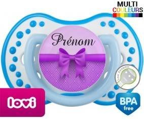 Noeud papillon violet + prénom: Sucette LOVI Dynamic-su7.fr