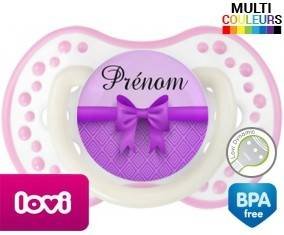 Noeud papillon violet + prénom: Sucette LOVI Dynamic-su7.fr